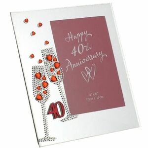 40 Year Anniversary Red Ruby Mirror Frame 4 x 6